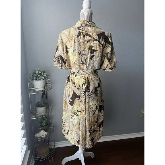 Salvatore Ferragamo Safari Logo Sheered Tan Brown Belted Maxi dress EEUC US14/42 - Picture 10 of 15